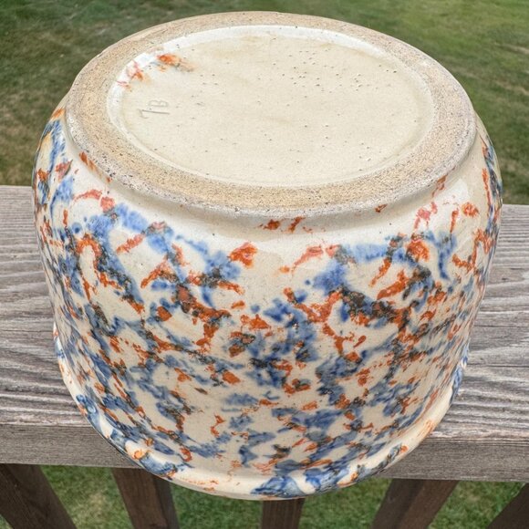 VTG Redwing Stoneware Smooth Spongeware Bowl Blue Brown Spongeware Farmhouse 7" - Picture 10 of 14